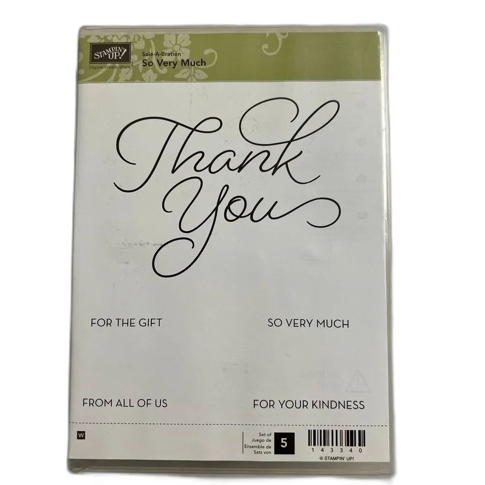 NWOT Stampin Up So Very Much Set thank you card scrapbook Craft mounted Block